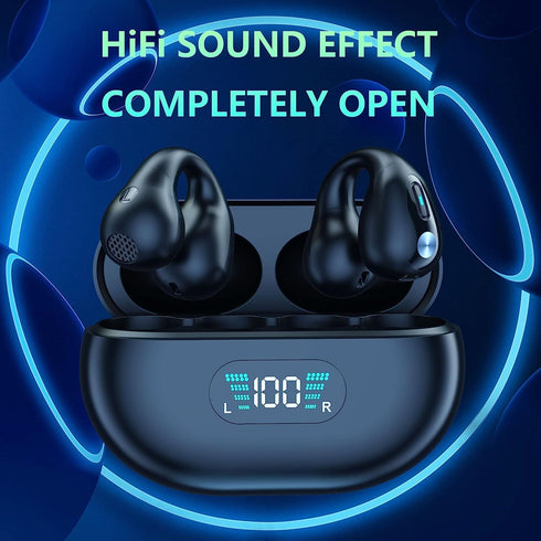 Truelaia Wireless Earbuds - Mini Bone Conduction Headphones with Earhooks, Waterproof Bluetooth 5.3 Clip On Ear Buds