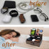 Gifts for Men Women Nightstand Organizer, Wood Phone Docking Station for Birthday, Mother's Day, Christmas, Walnut