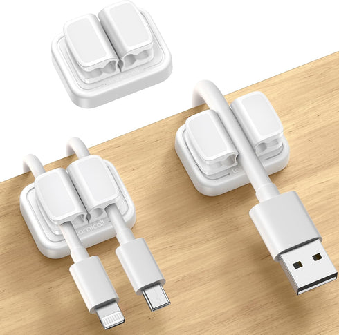 3-in-1 Cord Organizer Spring Clip Holder, Lamicall Small Desk Cable Organizer Clips, 3Pcs (White)