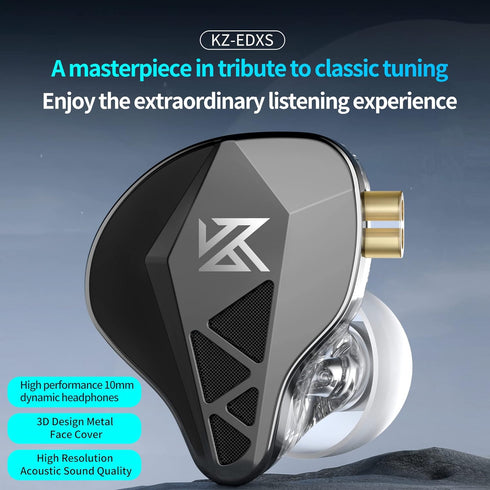 KZ EDXS 10mm Dynamic Driver HiFi in-ear Headphones Earbuds,Bassy Iems Sports Earphones,KZ Balanced Sound Phone Game Headsets (without Mic)