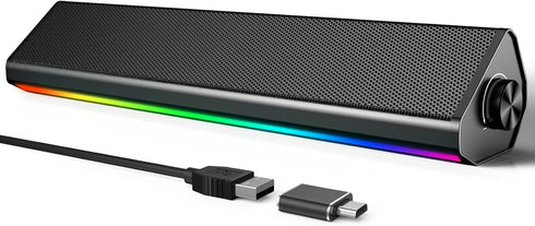 LENRUE Computer Speakers for Desktop PC, PC Speakers with Bluetooth for Laptop,Tablet,Cellphone,USB Wired