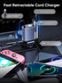 Topume 60W Fast Charging Retractable Car Charger, 2.9FT Cable for iPhone with Colorful Ambient Lighting, Galaxy