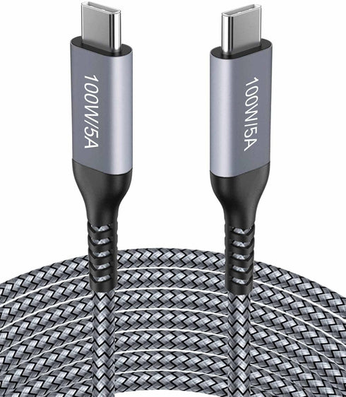 15FT Braided USB C to USB C Cable 100W, Fast Charging for Samsung Galaxy S21/S20, Note 10/20, MacBook Pro/Air, Google