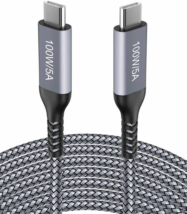 15FT Braided USB C to USB C Cable 100W, Fast Charging for Samsung Galaxy S21/S20, Note 10/20, MacBook Pro/Air, Google