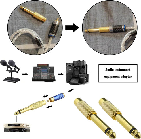 The Lord of the Tools 5PCS RCA to 1/4 Inch Adapter, Gold Plated RCA Female to 6.35mm Mono Male Plug