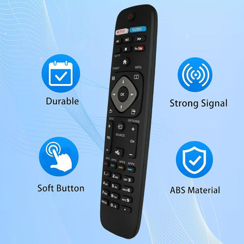 NH500UP Remote for Philips TV Models 50PFL5601/F7, 65PFL5602/F7, 55PFL5602/F7, 50PFL5602/F7, 43PFL5602/F7
