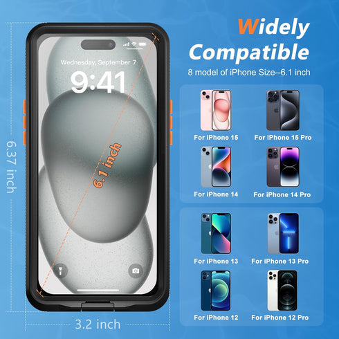 Mitywah Waterproof Case for iPhone, Underwater Snorkeling Diving Phone Case for iPhone 15 14 13 12 /15Pro 14Pro 13Pro