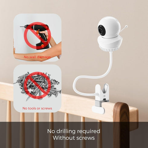 honecumi S2/V43 360 Baby Monitor Mount Compatible with Babysense HD Baby Camera, Flexible Gooseneck Crib Clamp Mount