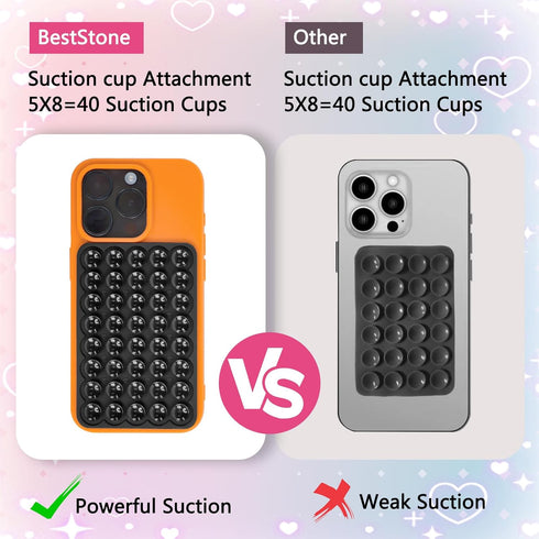 BestStone Silicone Suction Cup Phone Case Mount, Silicone Sticky Phone Grip Compatible with iPhone and Android Cases