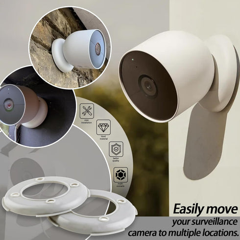 Surveillance Camera Bracket, Mounting Plate Compatible with Google Nest Cam Outdoor Indoor Battery Extra Mount Rings