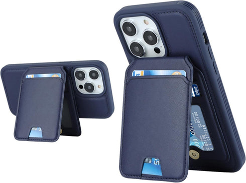 iPhone 15 Pro Max Case with Credit Card Holder MagSafe, Leather Wallet for Women, Detachable 2-in-1 for Men - Blue