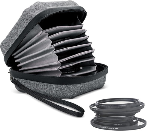 JJC 10 Pockets Hard Shell Lens Filter Bag, Water Resistant & Dustproof, Camera Filter Pouch with Microfiber Cleaning