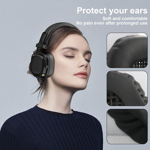 Major I Earpads Replacement Ear Cushions Cover Compatible with Marshall Major I/Major II Bluetooth Headphones Earmuffs Comfort Protein Leather and Memory Foam Ear Pads (Black)