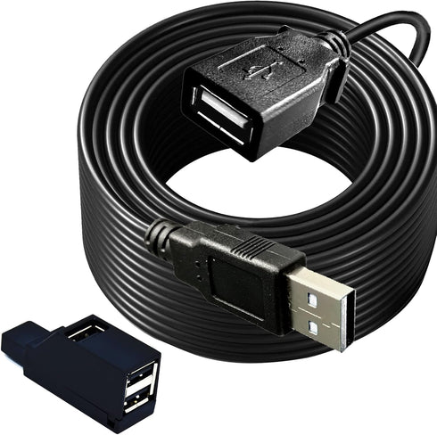 Long USB 2.0 Extension Cable 30FT with Hub, USB Male to Female Long Cable Extension Cord Data Transfer Extender USB