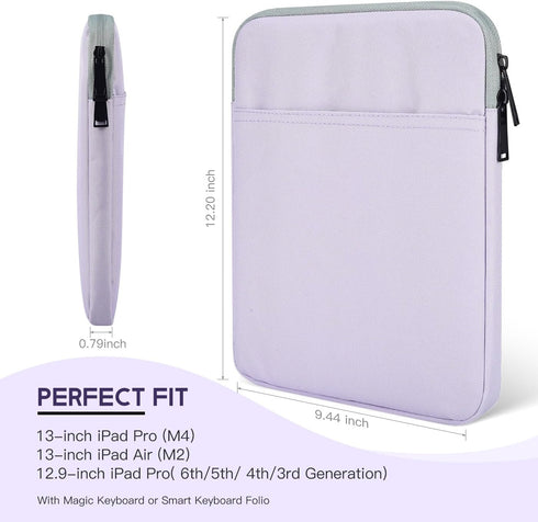 12.9 inch iPad Pro Tablet Sleeve Case for 2024 iPad Pro 13 inch(M4), iPad Air 13"(M2), iPad Pro 12.9 inch M2 M1(6th/5th/4th/3rd Gen) 2022-2018 with Magic Keyboard -Purple by CaseBuy