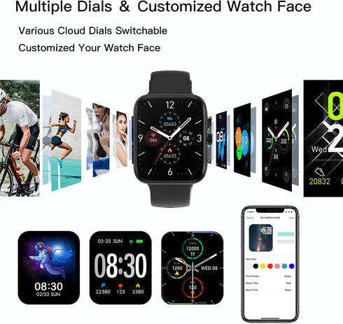 Smart Watch for Women & Men, IP68 Waterproof with Blood Oxygen, Heart Rate & Sleep Monitor for Android/iOS