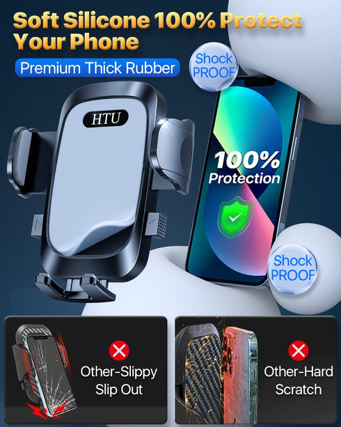 HTU 2024 Ultimate Car Phone Mount, Strongest Suction & Military-Grade Holder for Dashboard Windshield