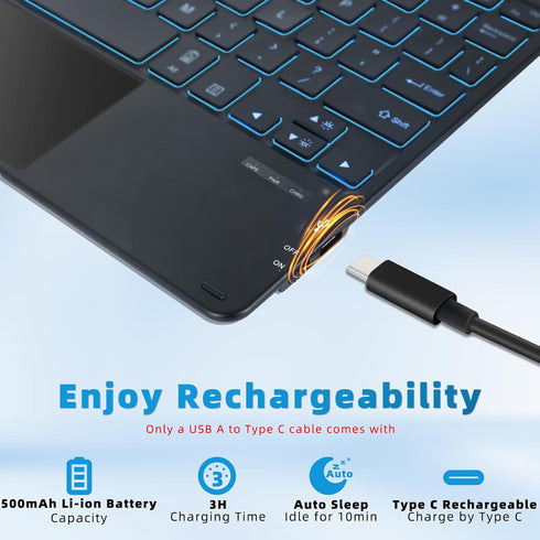 Keyboard Case for Surface Go (3/2/1) - Black, Magnetic Detachable, Rechargeable Bluetooth Keyboard with Trackpad, 7