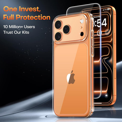 TAURI 17 17 for iPhone Pro Case, Full Camera Protection with Screen Protector, Anti-Yellowing Military-Grade Protection