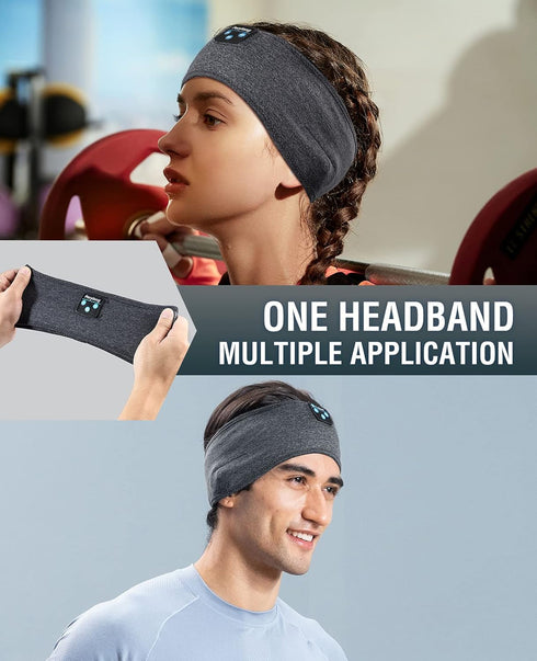 Perytong New Sleep Headphones Bluetooth Headband, Wireless Soft Headphones for Side Sleepers, Running, Travel