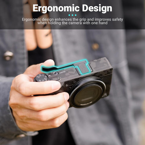 JJC Metal Thumbs Up Grip for Ricoh GR III, Hot Shoe Thumb Support for Comfortable & Secure Hold