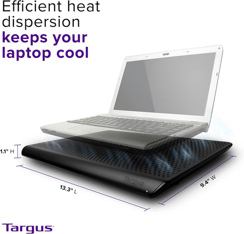 Targus 16 inch Laptop Cooling Pad - Dual Fan Lap Chill Mat, Heat Protection, USB-A Connection, Black (PA248U5)