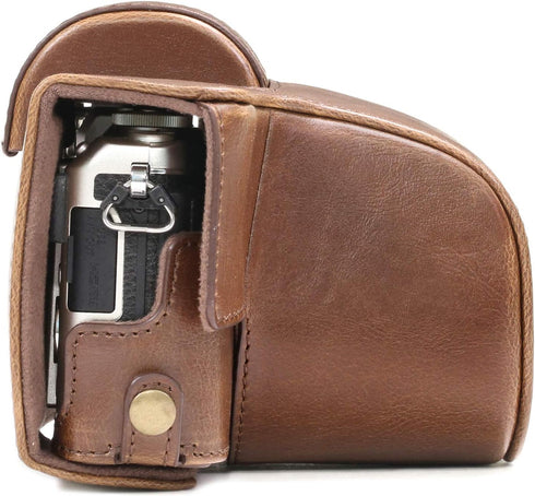 MegaGear Olympus Pen E-Pl8 Ever Ready Leather Camera Case and Strap, Dark Brown