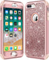 Hython Case for iPhone 8 Plus, iPhone 7 Plus, Heavy Duty Defender Protective Bling Glitter Sparkle Hard Shell Hybrid