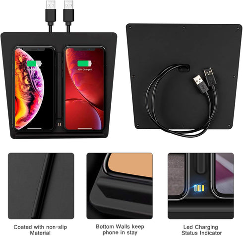 VXDAS Wireless Charger, Dual 10W QI Wireless Phone Charging Pad for Tesla Model 3 Accessories Panel