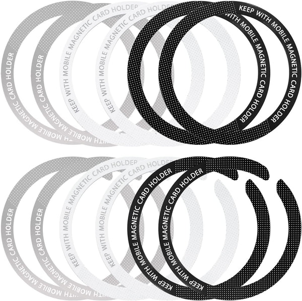 12 Pcs Magnetic Wireless Charging Metal Ring Kit, Ultra Thin Notched & Round Conversion for MagSafe iPhone
