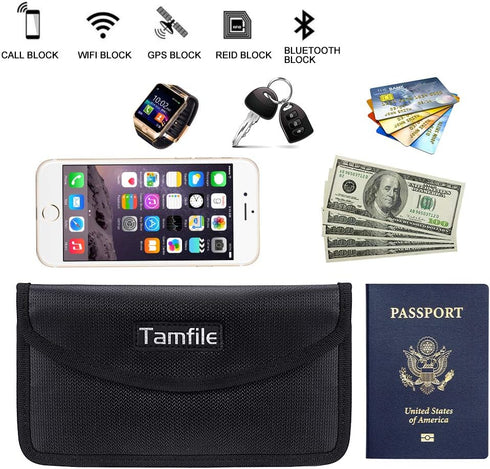Fireproof Faraday Bag with Zipper Anti-Tracking EMF GPS RFID Car Key Signal Blocker Wallet Shielding Pouch for Cell