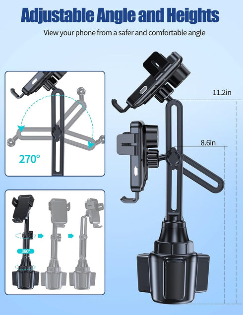 Wireless Car Charger, MOKPR 15W/10W/7.5W Cup Holder Phone Mount, Auto Clamping Fast Charging for iPhone & Samsung