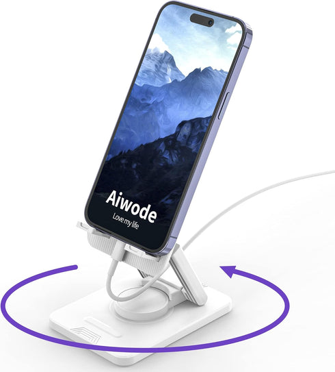 Aiwode 360° Rotating Cell Phone Stand, Desk Phone Holder, Portable Cellphone Cradle, Foldable Phone Stand for iPhone