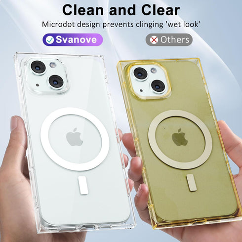 for iPhone 14 Plus Clear Case - Magnetic Square Rectangle Edge Compatible with Magsafe, Transparent TPU Silicone Rubber