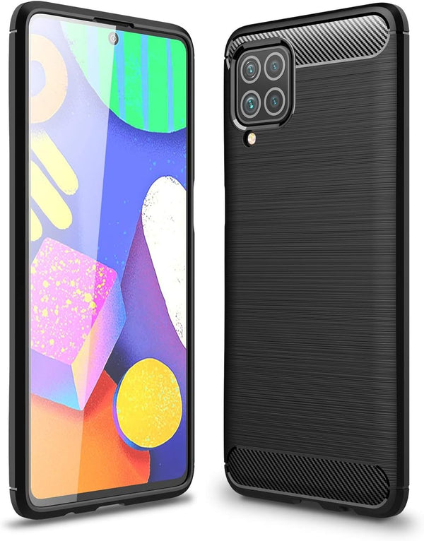 Samsung Galaxy M62 Case, Galaxy F62 Case, Carbon Fiber Texture Design Cover, Shock Absorption, Black