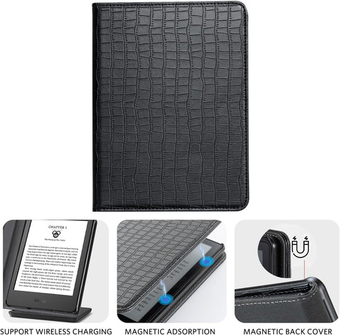 CoBak 6" Case for E-Reader - PU Leather Smart Cover with Auto Sleep/Wake & Hand Strap, not Compatible with Kobo Clara