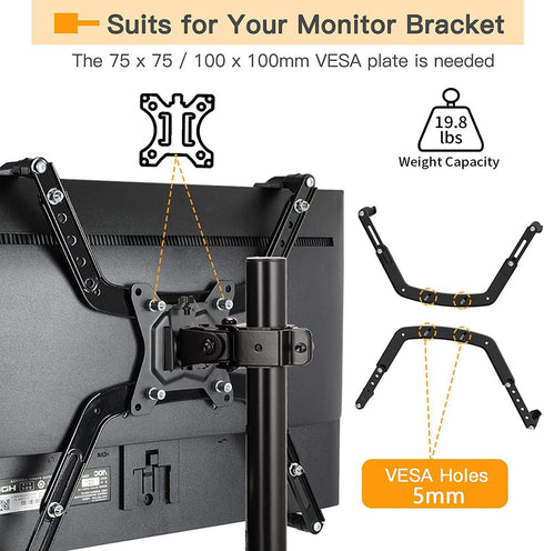 ErGear VESA Mount Adapter, Universal Non-VESA Monitor Stand Adapter for 17 to 27 Inch Screens, VESA Bracket