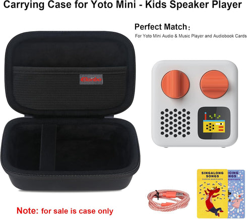Carrying Case for Yoto Mini Kids Portable Bluetooth Travel Speaker Player, Kids Audio & Music Player cover, Children s Speaker Plays Audiobook Cards Radio Storage Holder. Black (CASE ONLY)