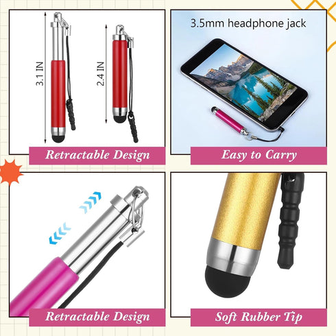 Relaxweex 20 Pcs Mini Stylus Pen Capacitive Resistive Touchscreen Pens Retractable Stylus Pen for All Smartphones
