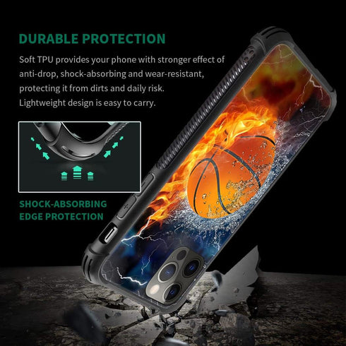 DAIZAG iPhone 13 Mini Case - Shockproof Soft TPU, Ice Fire Basketball Design, Perfect Gift for Boys & Men.
