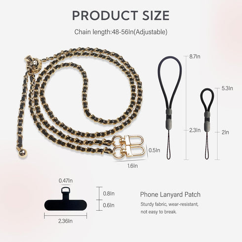 BFSD·DM Phone crossbody strap, 2× Pads,1× Leather Phone Strap,1× Phone Wrist Strap,1× Adjustable Finger Strap,Universal Crossbody Patch Phone Lanyards,Compatible with Most Smart, phone lanyard