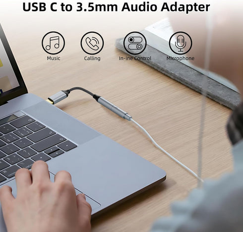 Welldiea USB-C to 3.5mm Headphone Jack Adapter, Compatible with iPhone 15 Series, Samsung Galaxy S22 and More