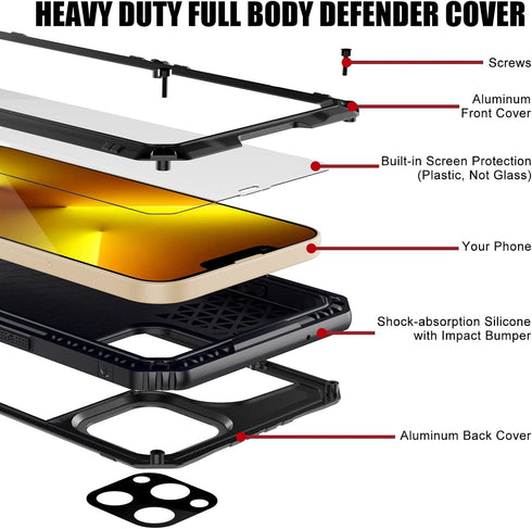 Mitywah Waterproof Case for iPhone 13 Pro, Heavy Duty Military Grade Armor with Built-in Screen Protector, 6.1 Inch,