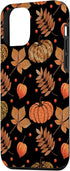 iPhone 12 mini Case - Fall Leaves and Pumpkins Pattern Halloween Autumn Gifts