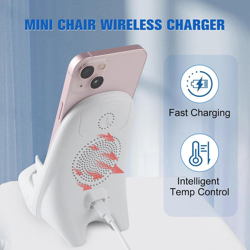 2024 New Mini Chair Wireless Charger, 3 in 1 Multifunctional Phone Holder with Speaker Function, Fast Charger for All