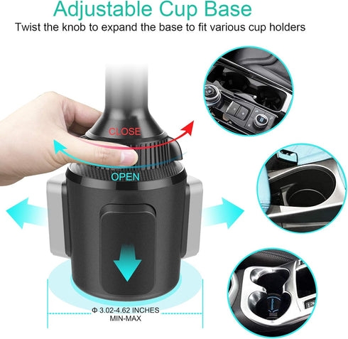 OQTIQ Magnetic Phone Mount, Universal Cup Holder Compatible with iPhone Samsung Galaxy LG, Extra Strong with 6 Magnets