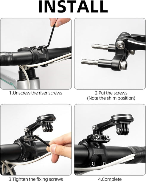 ROCKBROS Out-Front Bike Computer Mount - Aluminum Integrated Bicycle Computer Mount Compatible with Garmin, Bryton, Go