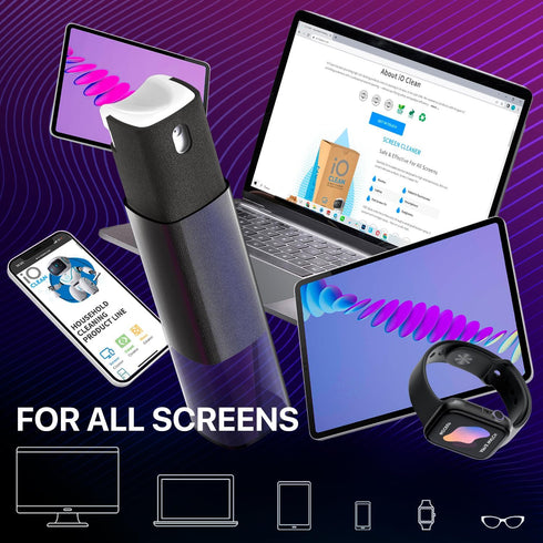 Mini Screen Cleaner Spray – 3 in 1 Mist Cleaner for Smartphones, Laptops, Touchscreens, Microfiber Cloth