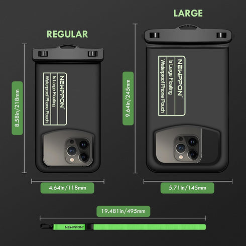 newppon Large Floatable Waterproof Phone Pouch - 2 Pack Underwater Clear Cellphone Box Protector for iPhone Samsung
