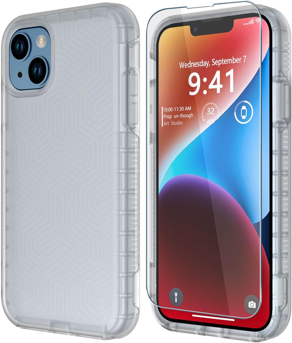 Diverbox Heavy Duty iPhone 14 Case - Shockproof, Dropproof, with Tempered Glass Screen & Camera Lens Protector